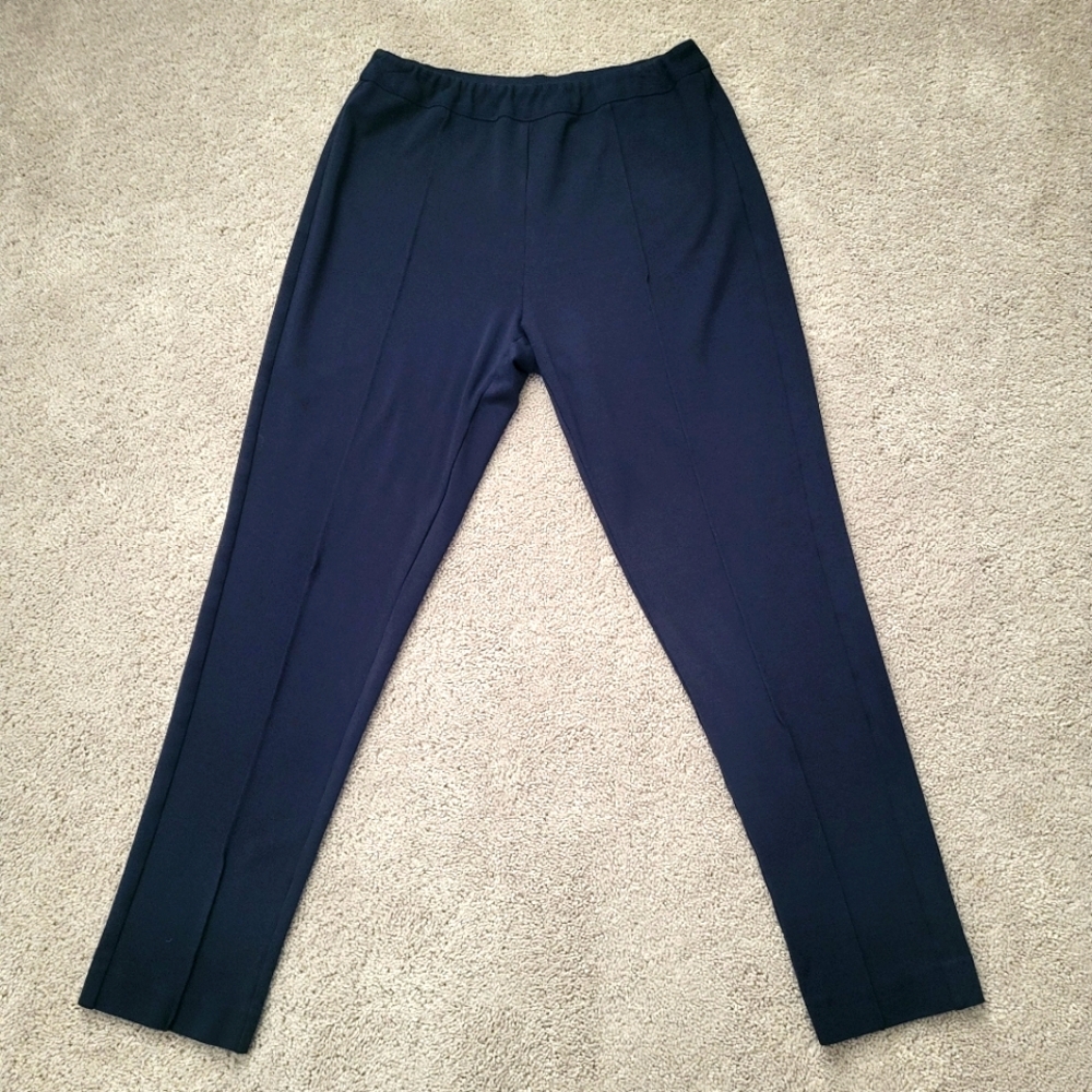 Soft Surroundings Navy Blue Pull On Strech Trouser Leggings Size M